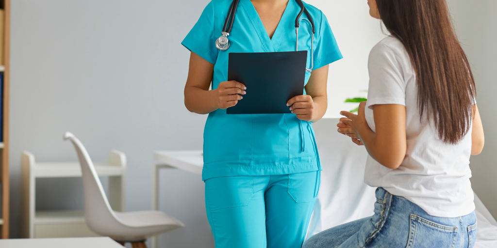 Can I get pregnant during my period? Woman consults with doctor.